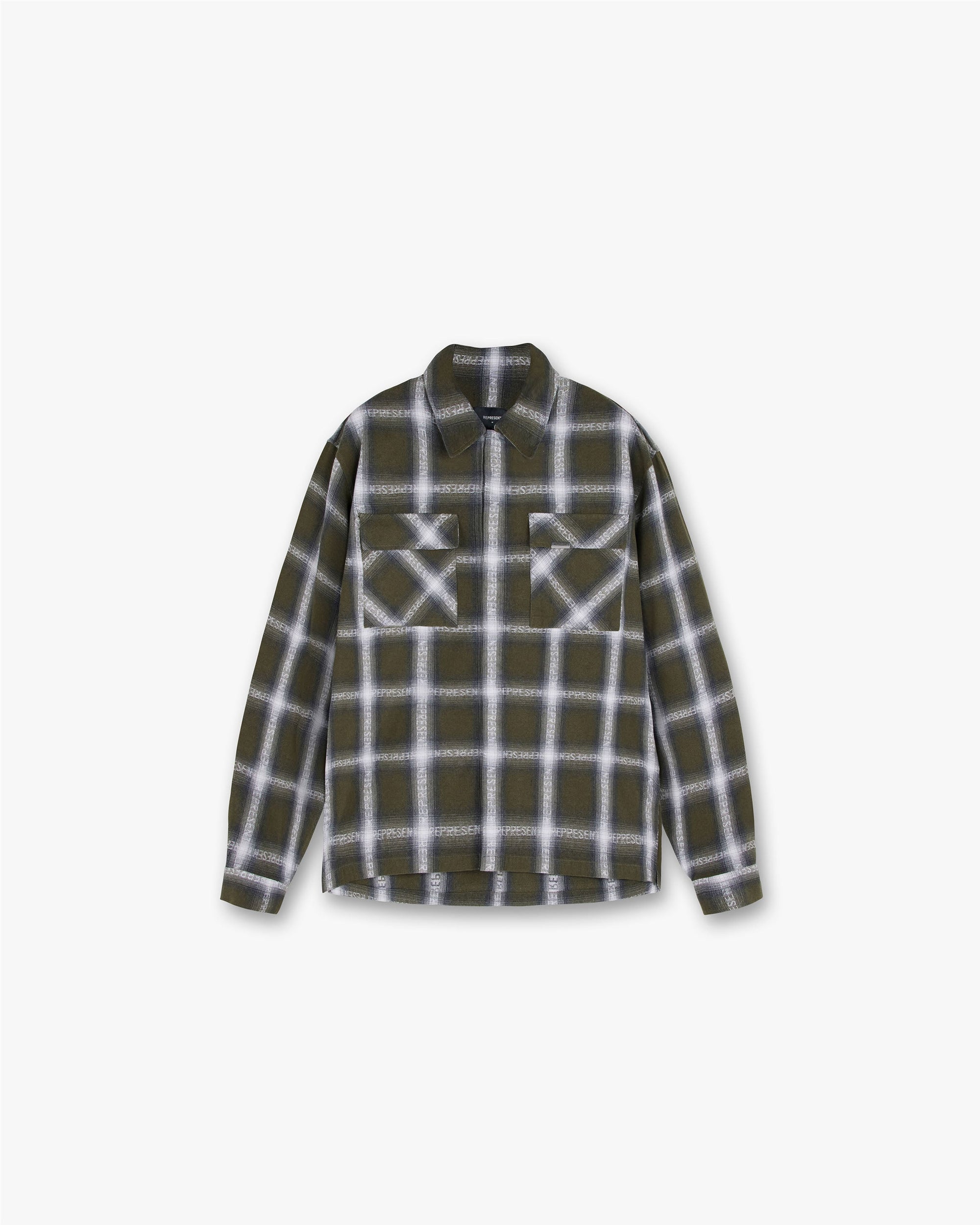 Logo Flannel Shirt | Olive Shirts FW23 | Represent Clo