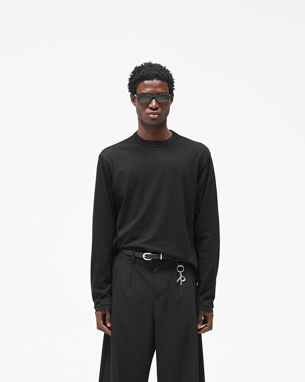 Gh Long Sleeve T-Shirt - Jet Black - Cropped Model - Front