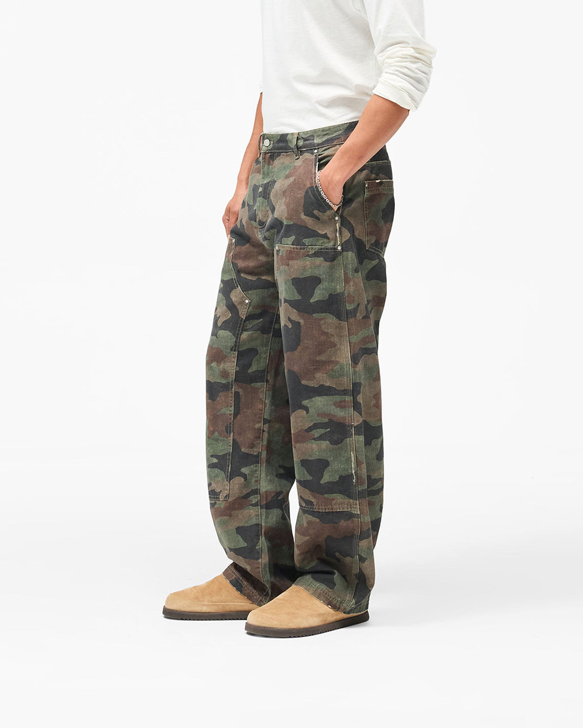 Heaton Camo Workwear Pant - Camo - Cropped Model - Side