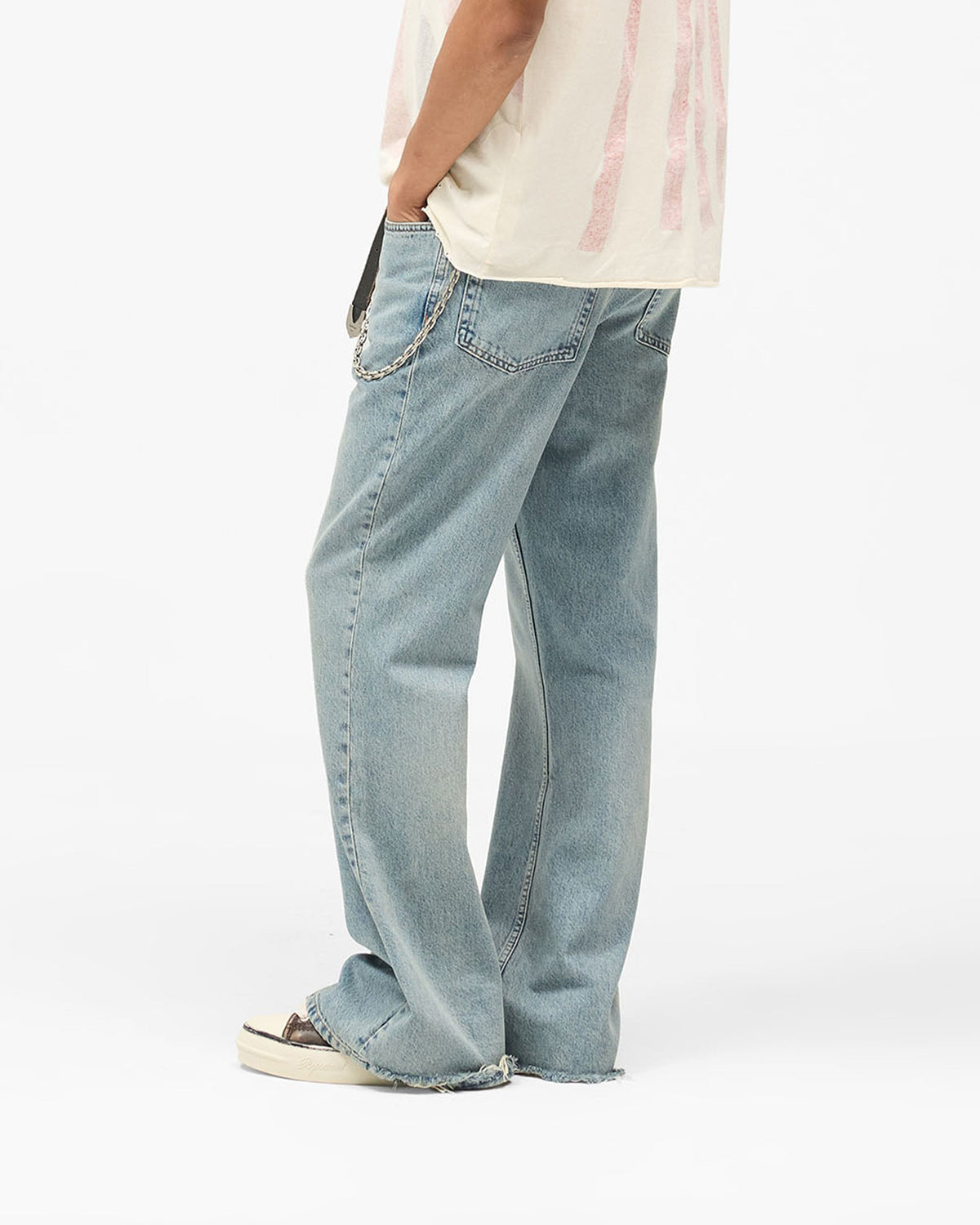 R6 Flare Denim - Astro Blue - Cropped Model - Side