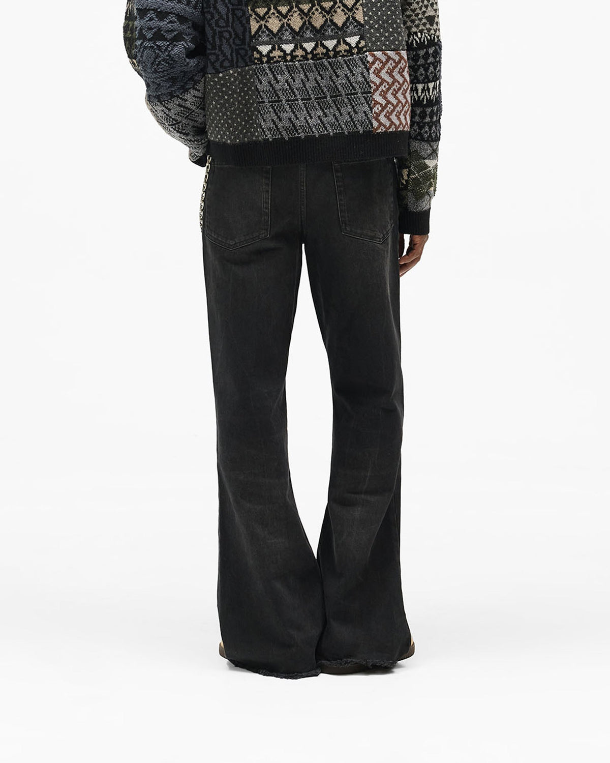 R6 Flare Denim - Black - Cropped Model - Back