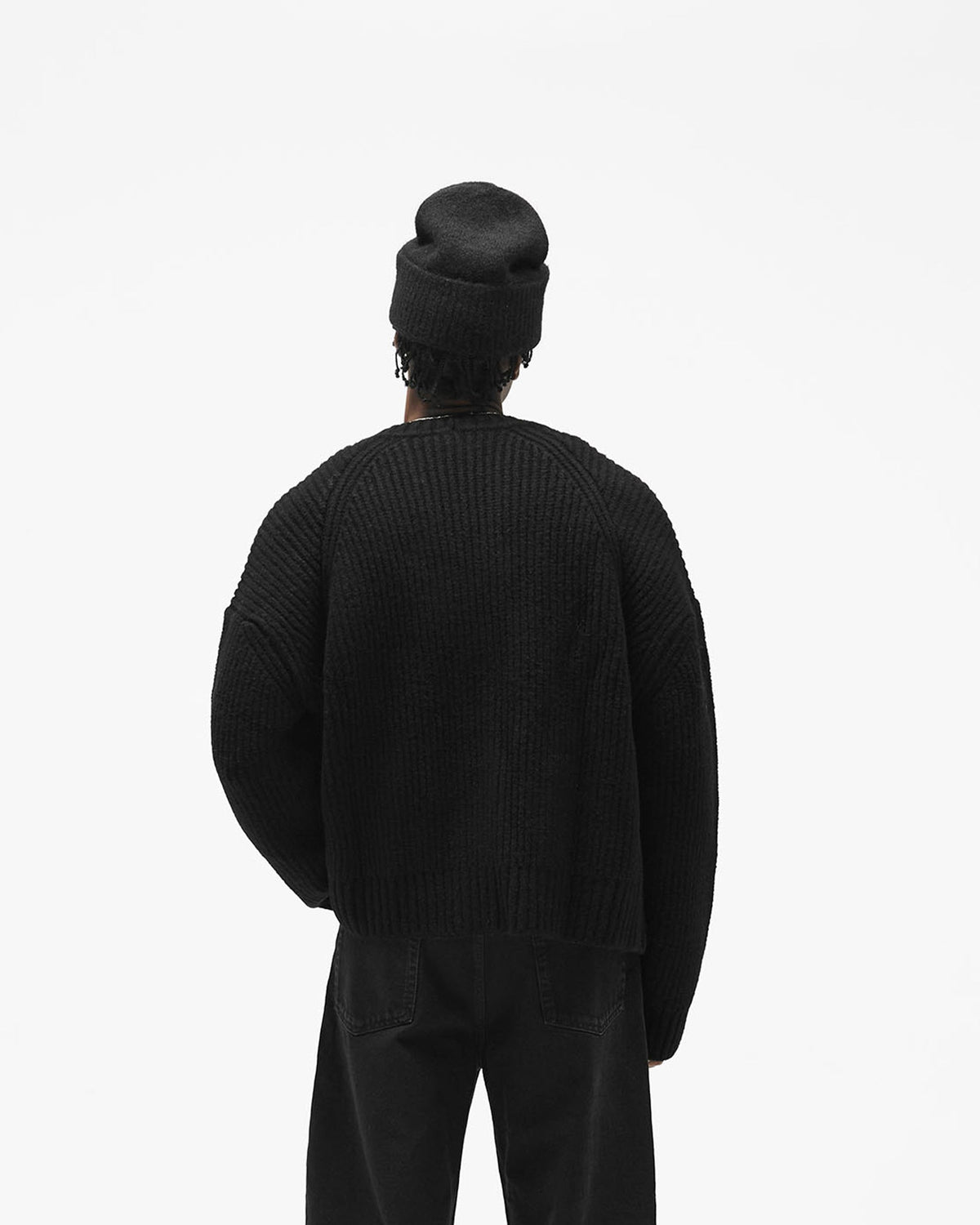 Ramone Cardigan - Black - Cropped Model - Back