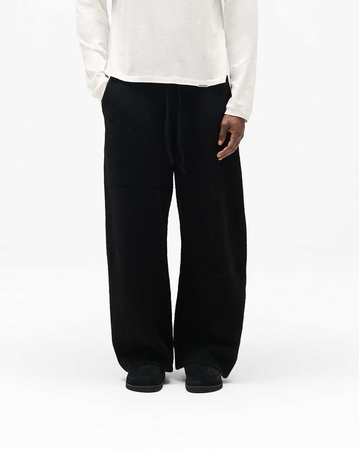 Ramone Knit Sweatpant - Jet Black - Cropped Model - Front