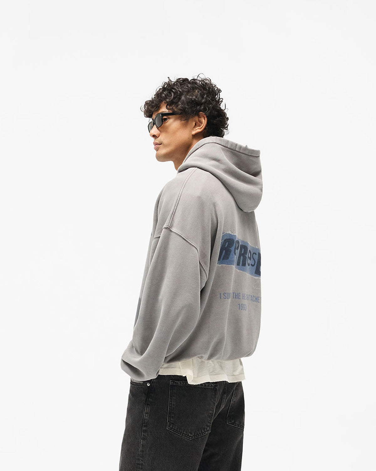 Ransom Hoodie - Oxidised Grey - Cropped Model - Side