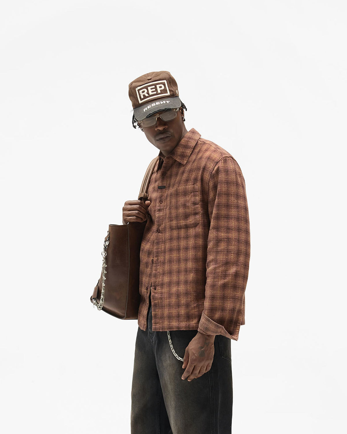 Resent Shirt - Brown - Cropped Model - Front