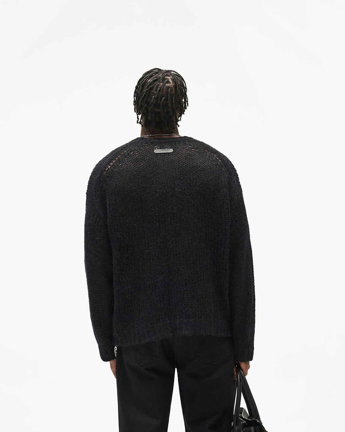 Reversible Fade Out Knit - Jet Black - Cropped Model - Back