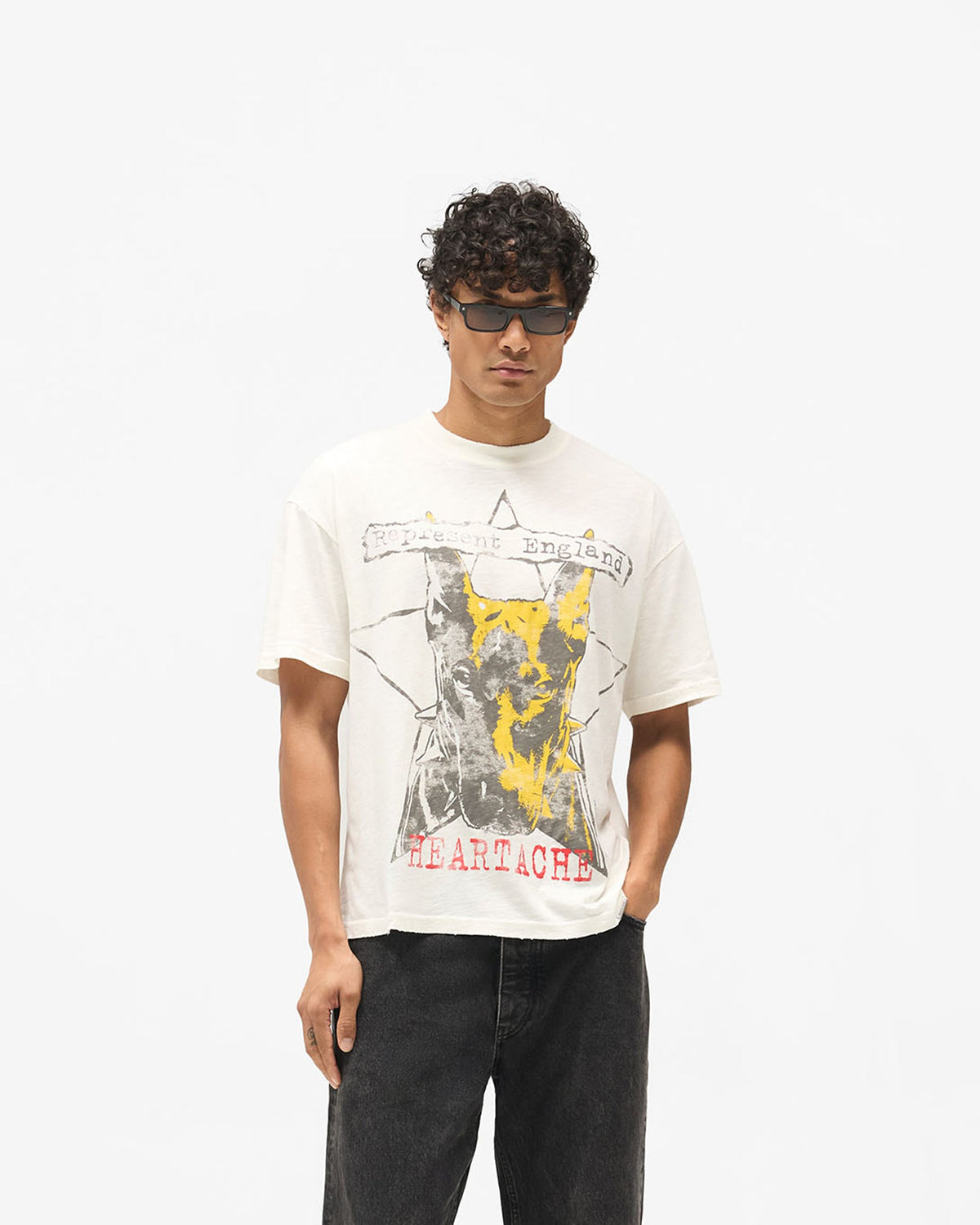 Riot T-Shirt - Flat White - Cropped Model - Front