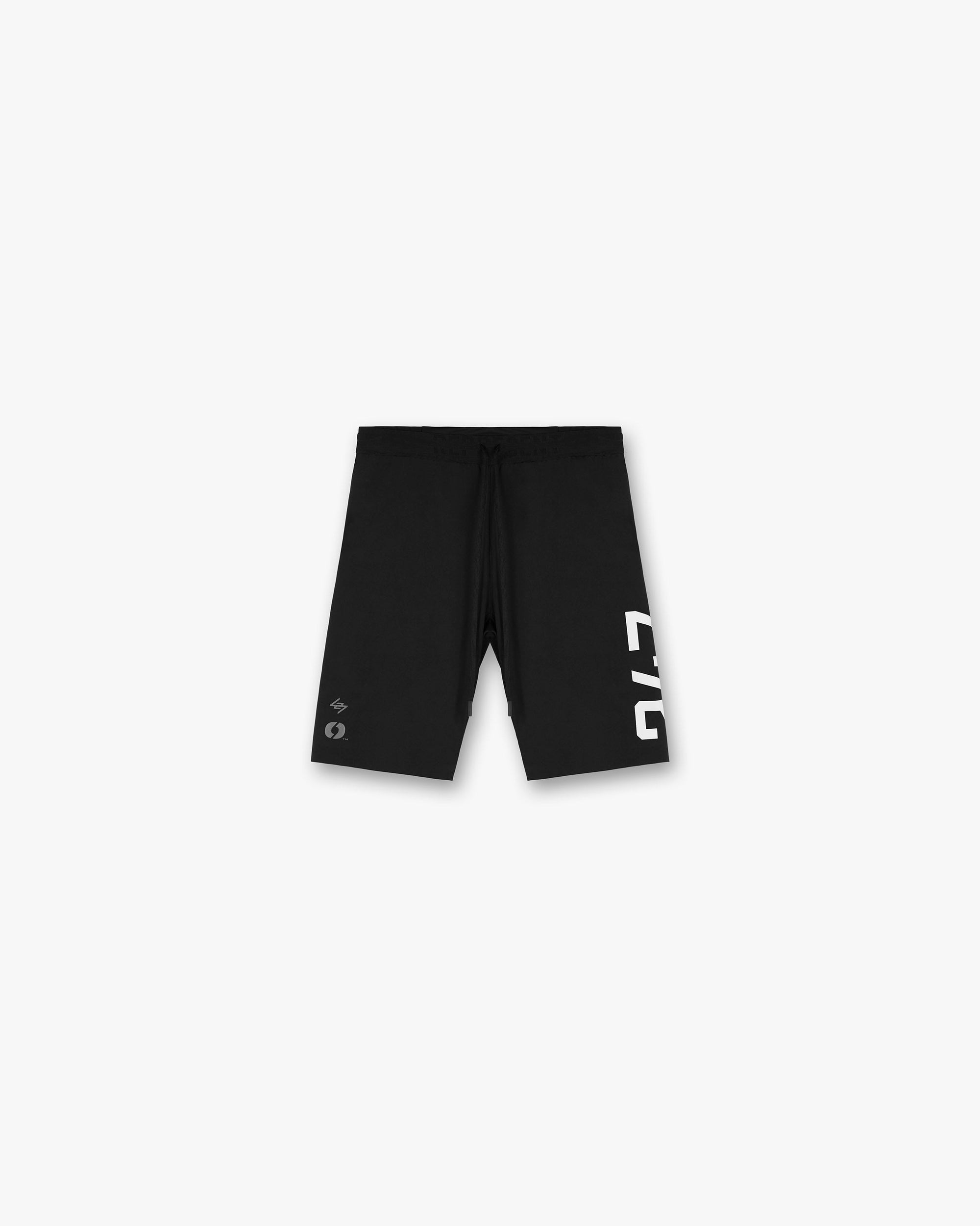 Front product image of mens black shorts on a plain white background | Team 247 Half Tight x Marchon in Black | Lightweight breathable running shorts | 247 Shorts | Represent Clo