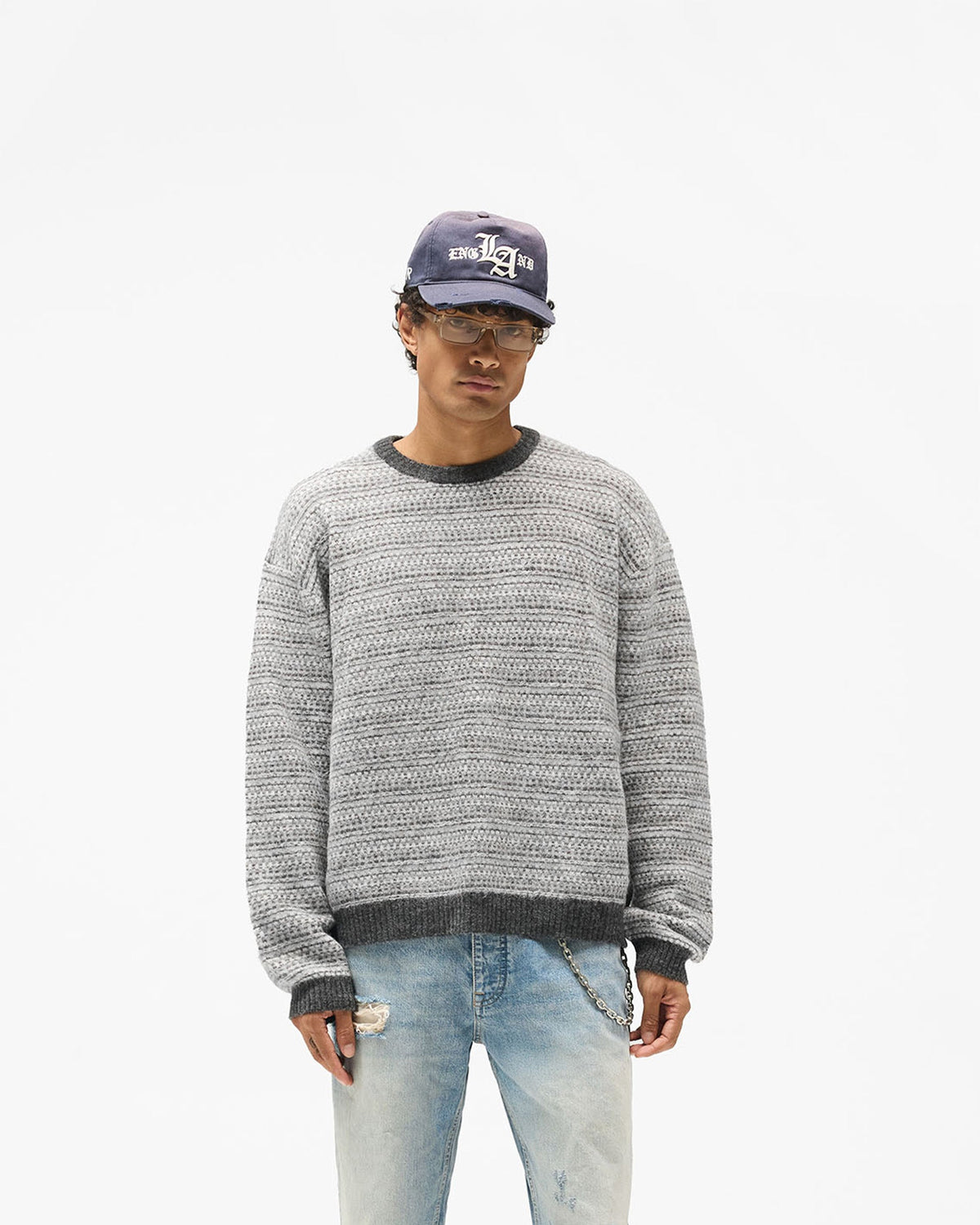 Sunfire Sweater - Dark Grey - Cropped Model - Front