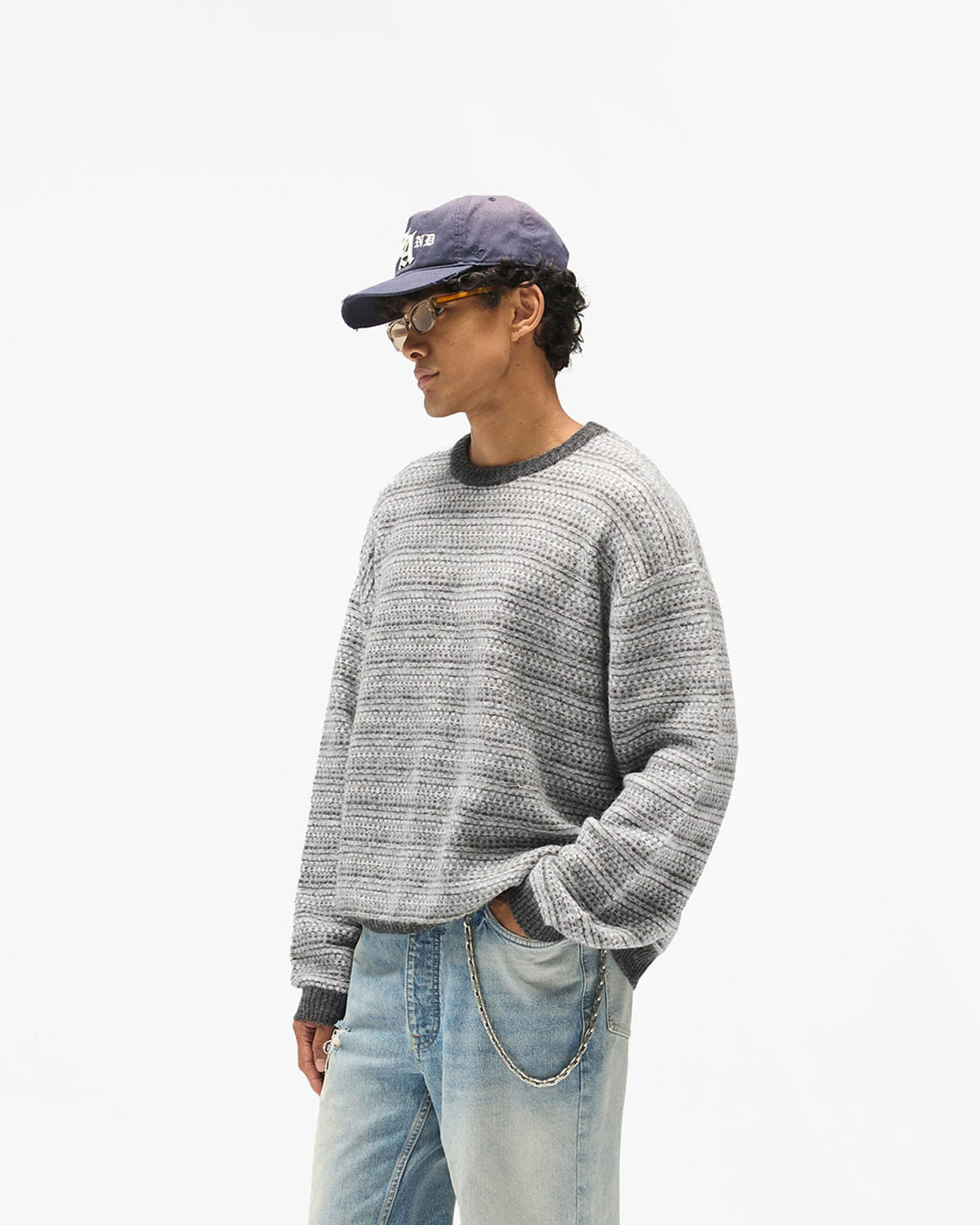 Sunfire Sweater - Dark Grey - Cropped Model - Side
