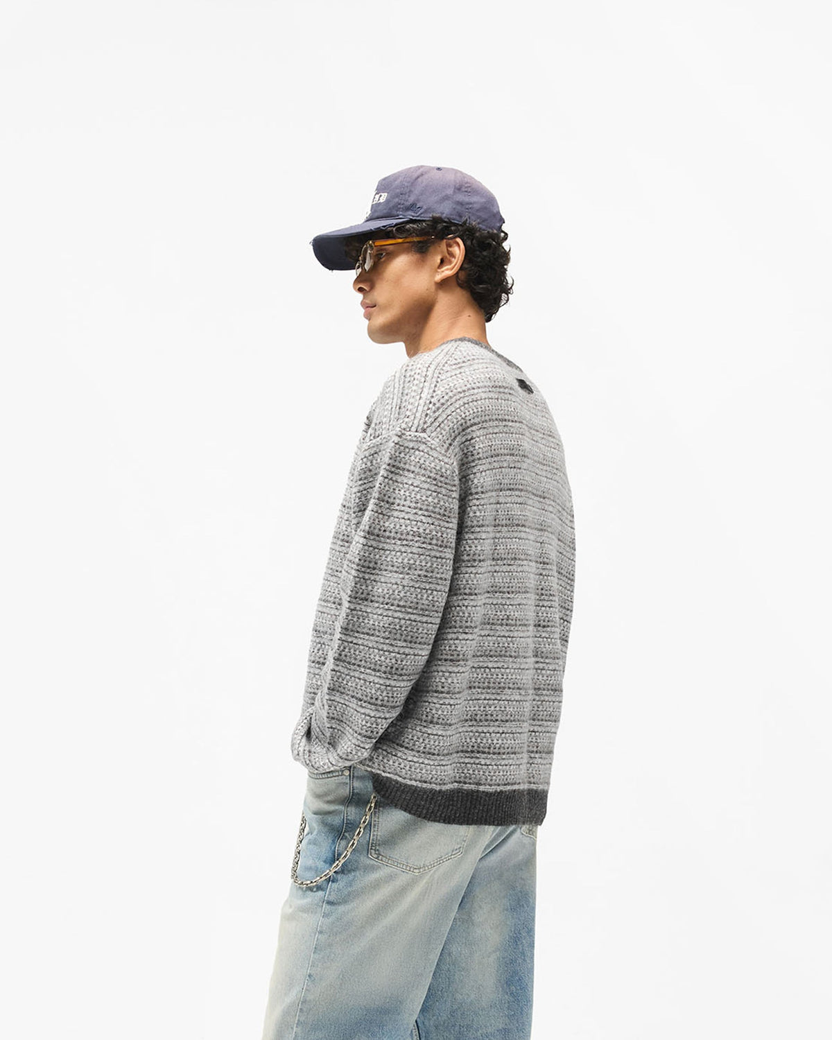 Sunfire Sweater - Dark Grey - Cropped Model - Side