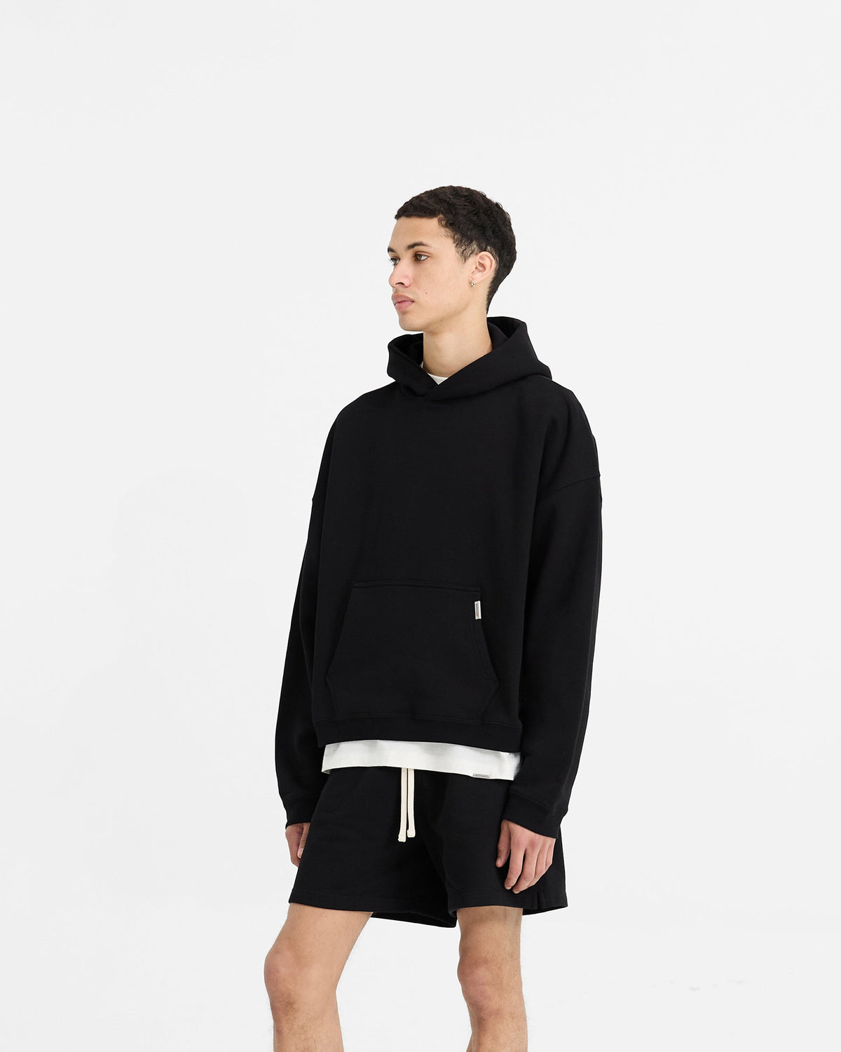 Initial Boxy Hoodie - Jet Black