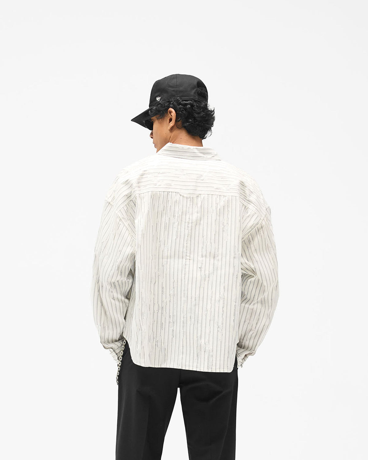 Torn Shirt - Flat White - Cropped Model - Back