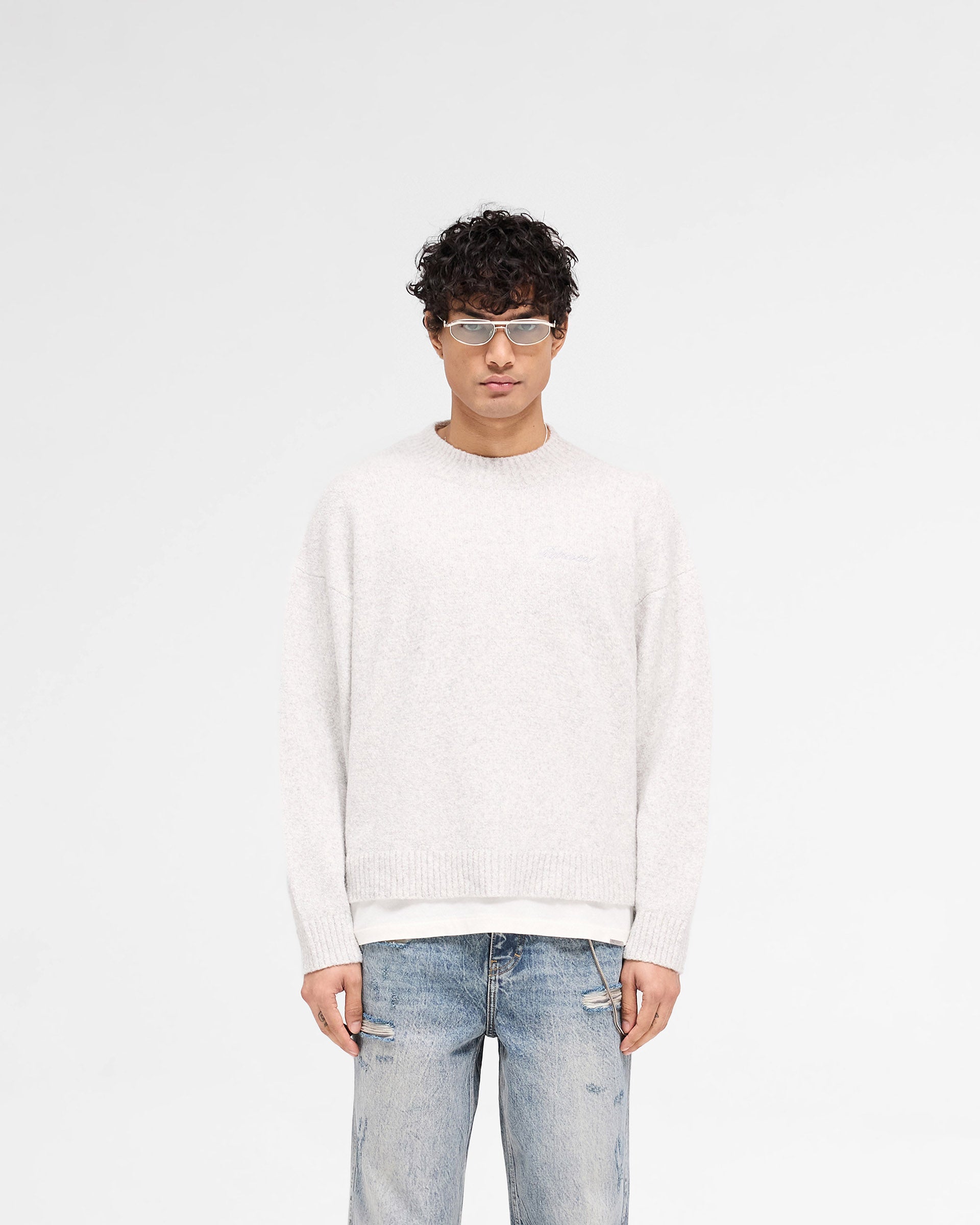 Marled Knit Jumper - Ice Grey Marl