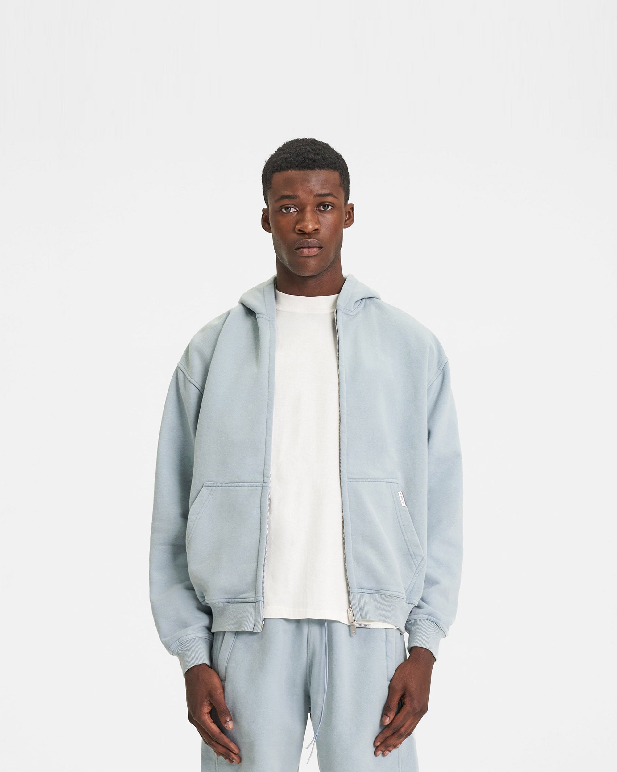 Blank Zip Hoodie | Washed Blue Hoodies BLANKS | Represent Clo