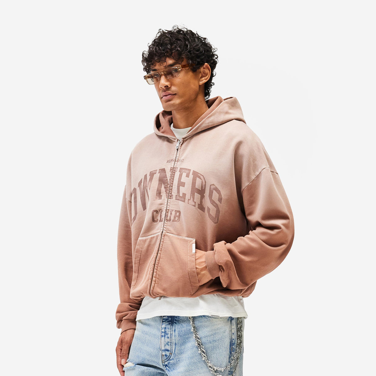Matte Collection Owner Owners Club Zip Through Hoodie Sienna | Mens Hoodies SS26 | REPRESENT
