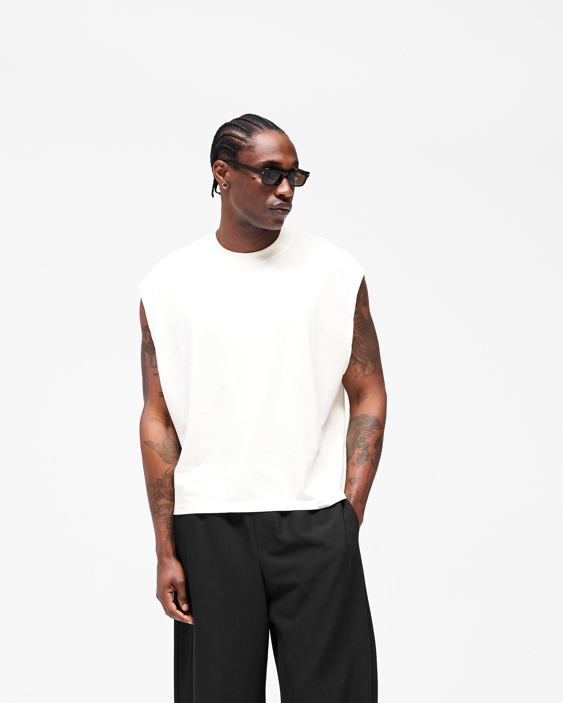 Initial Boxy Tank - Flat White