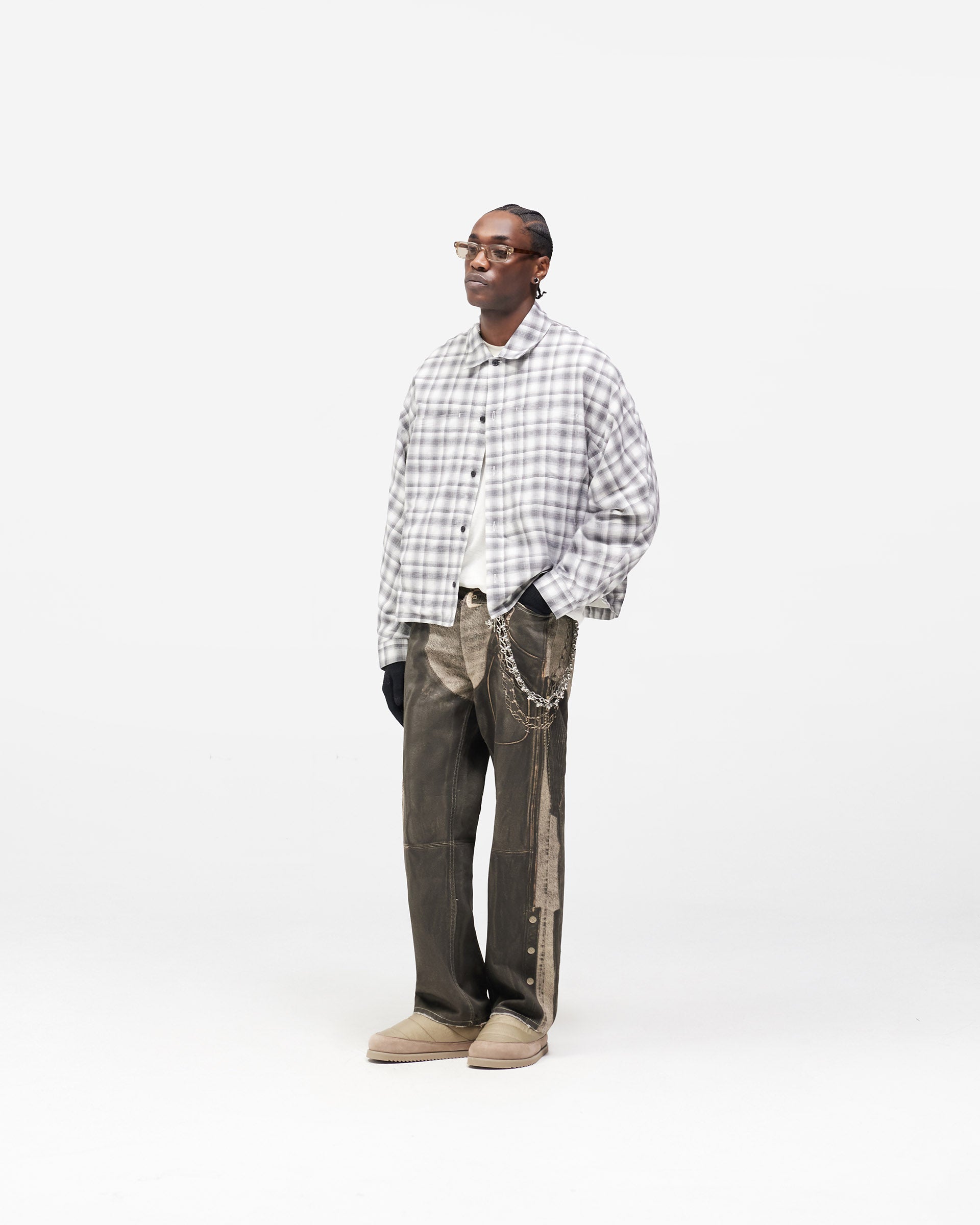 Arch Flannel Shirt - Flat White Jet Black