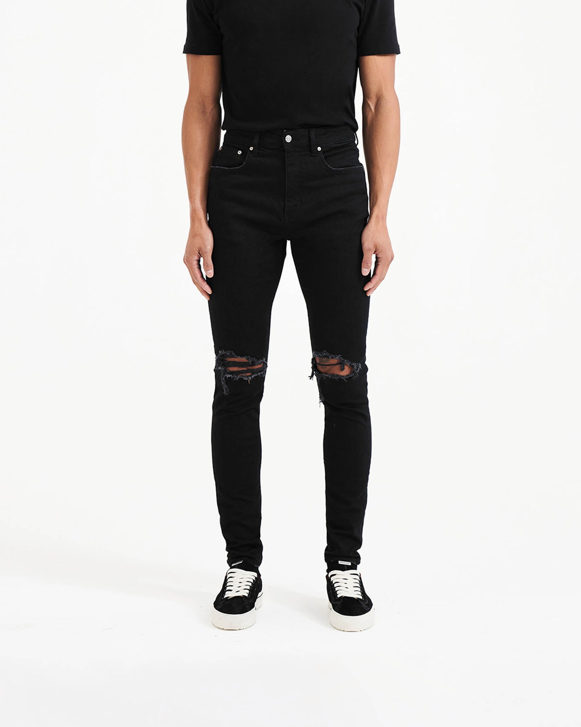 Men's Black Ripped Jeans  | Represent Clo