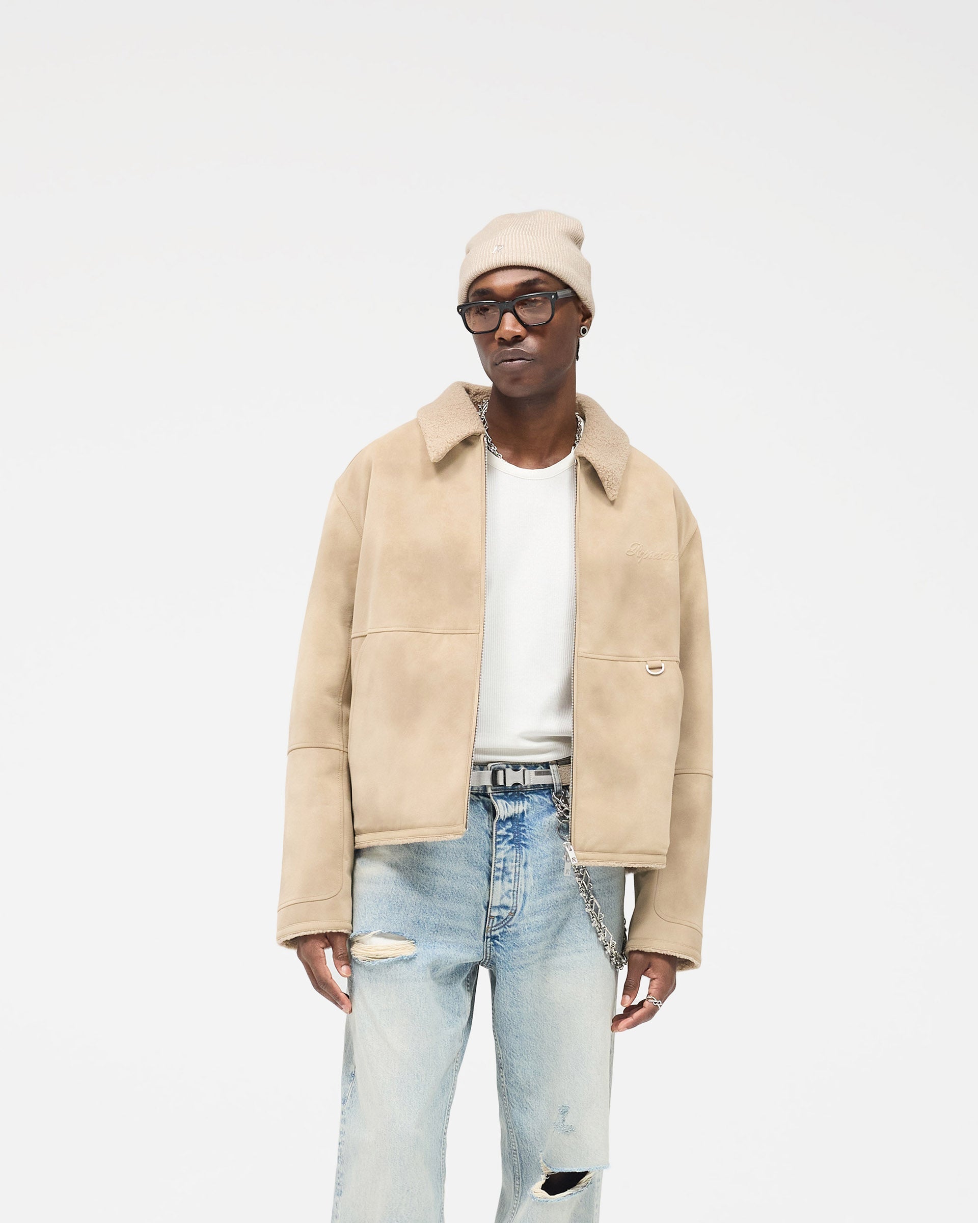 Faux Shearling Jacket - Cafe