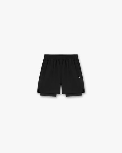 Front product image of mens black shorts on a plain white background | Team 247 2-In-1 Shorts in Black | 2-in-1 shorts with sleek design | 247 Shorts | Represent Clo