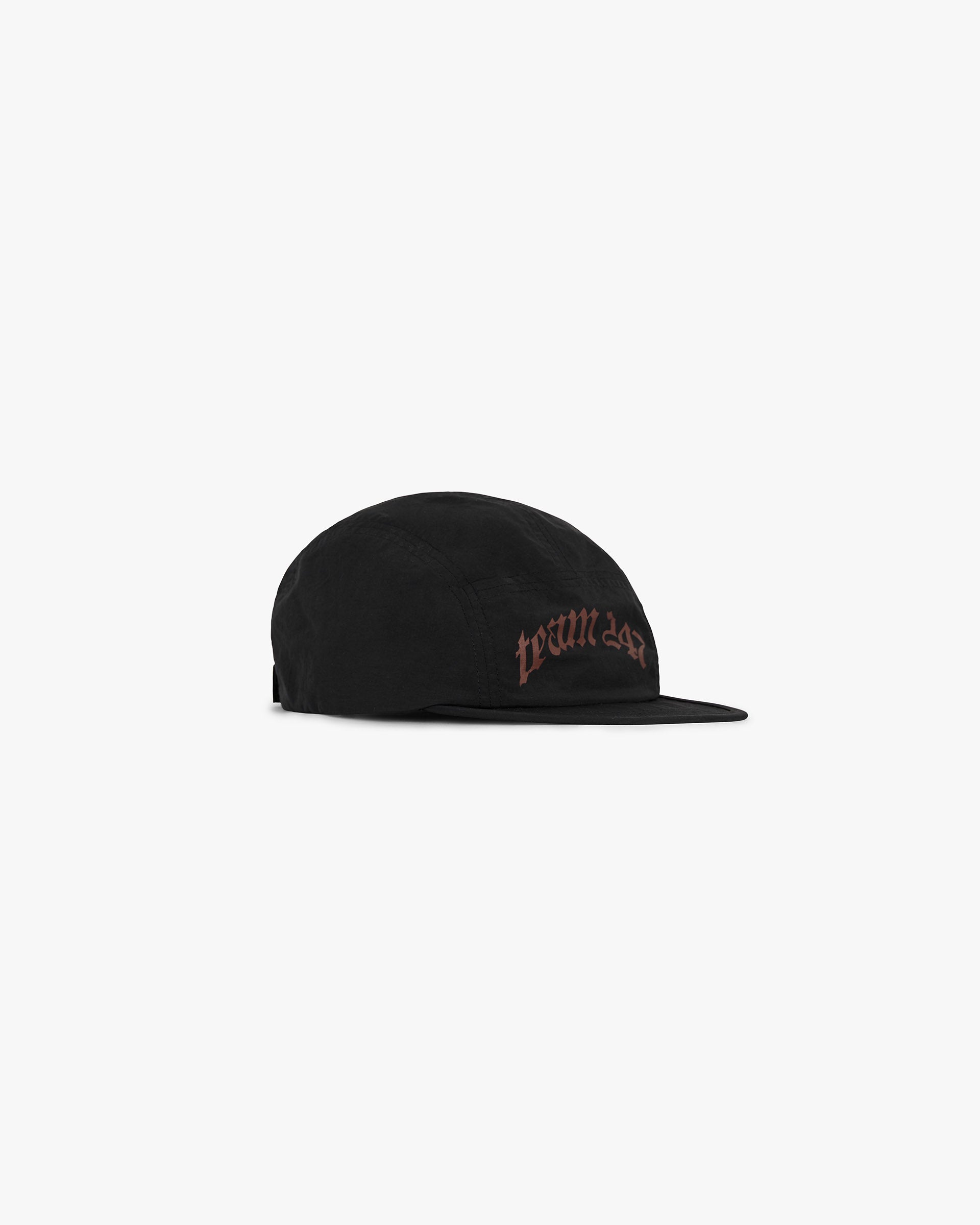 Front product image of a mens black cap on a plain white background | WG247 Cap in Black | Classic cap design with adjustable strap | 247 Accessories | Represent Clo