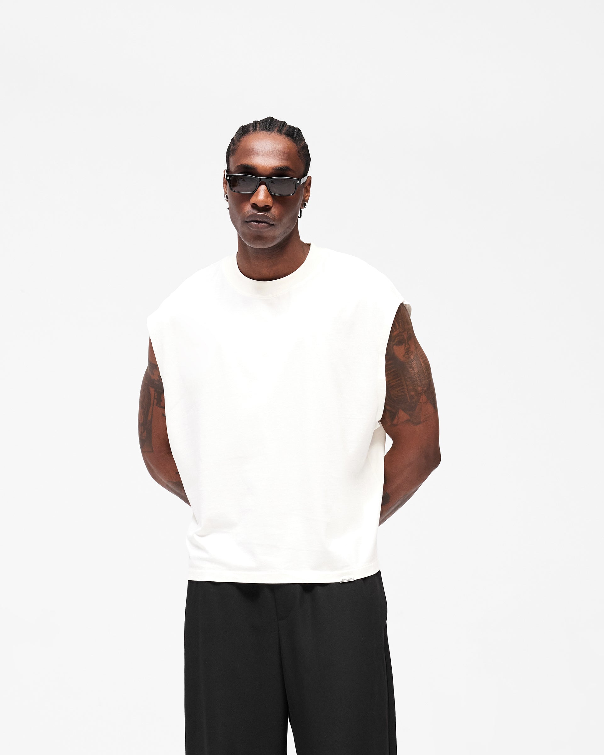 Initial Boxy Tank - Flat White